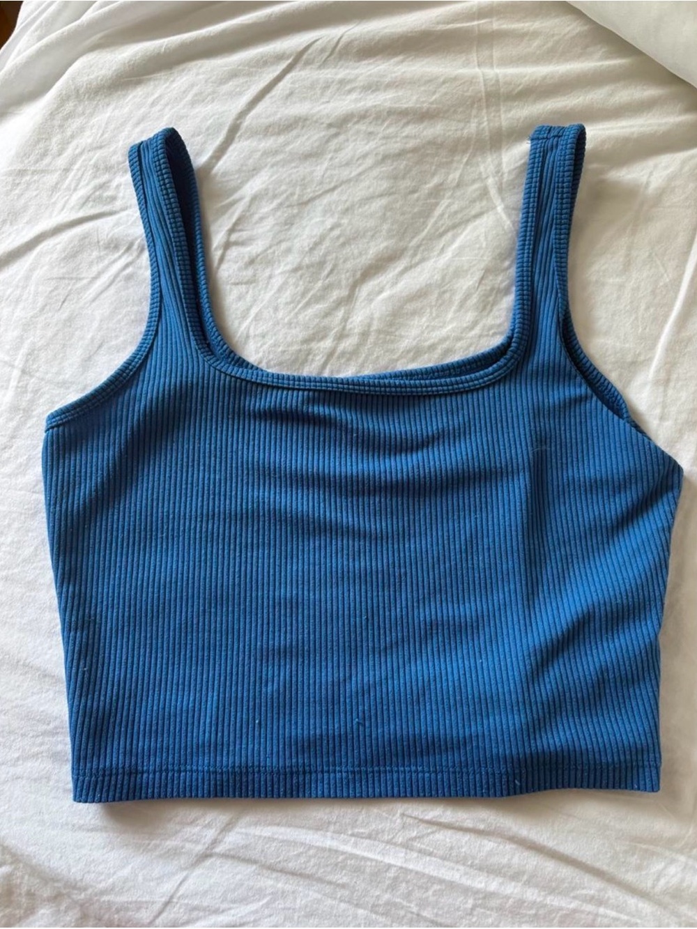 Hollister Ribbed Cobalt Blue Square Crop Tank